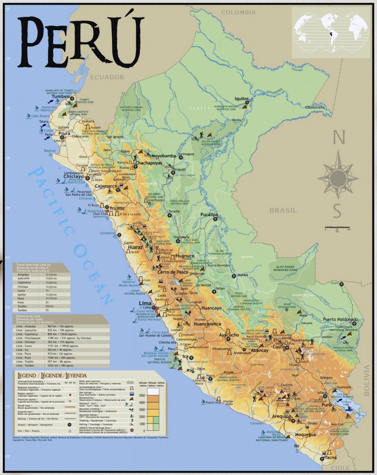 秘鲁的旅游景点地图