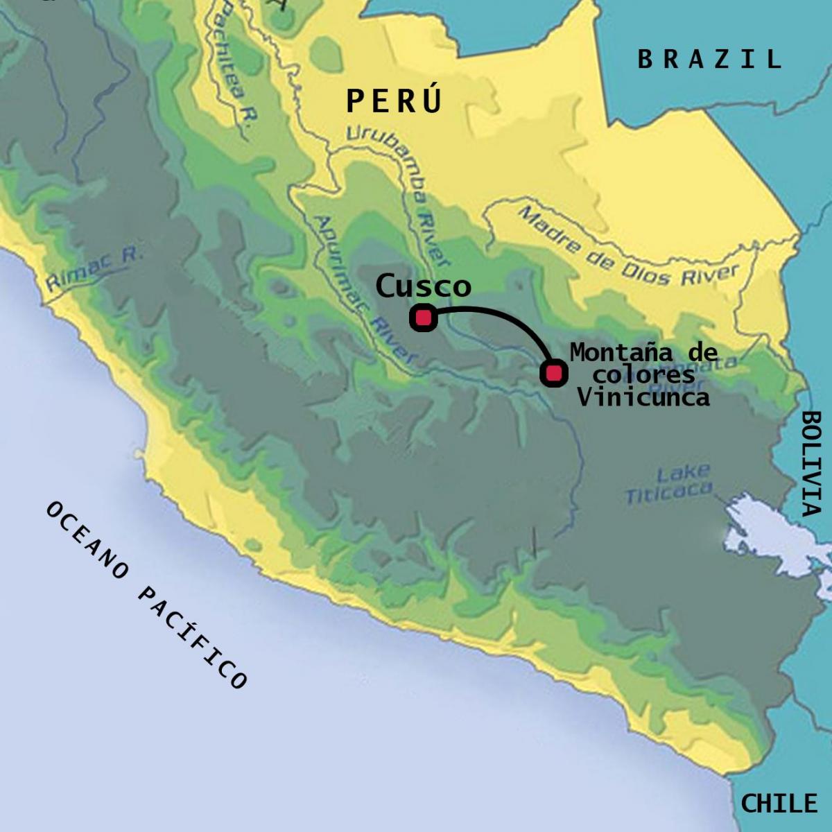 vinicunca秘鲁的地图