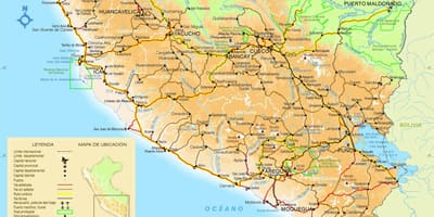 秘鲁南部的地图